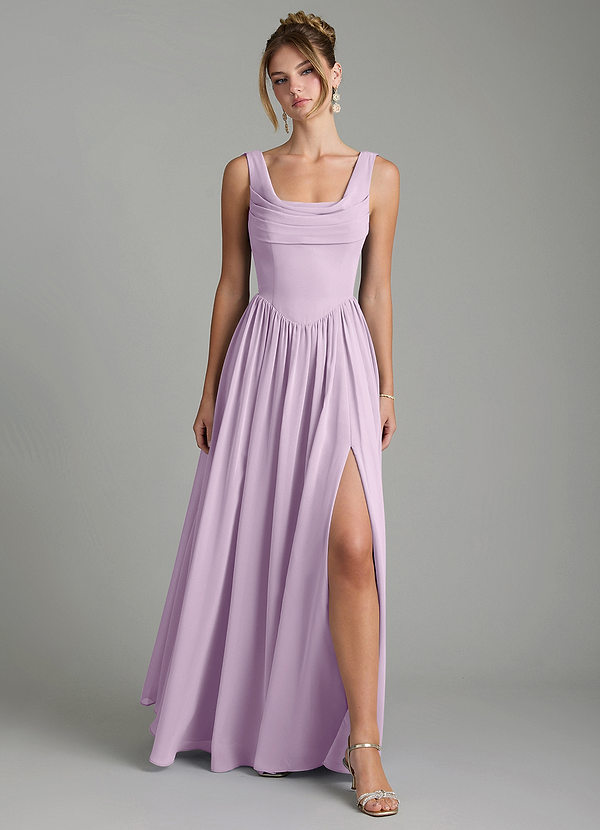 Novi Bridesmaid Dresses Frosted Lilac A-Line Pleated Chiffon Dress image1