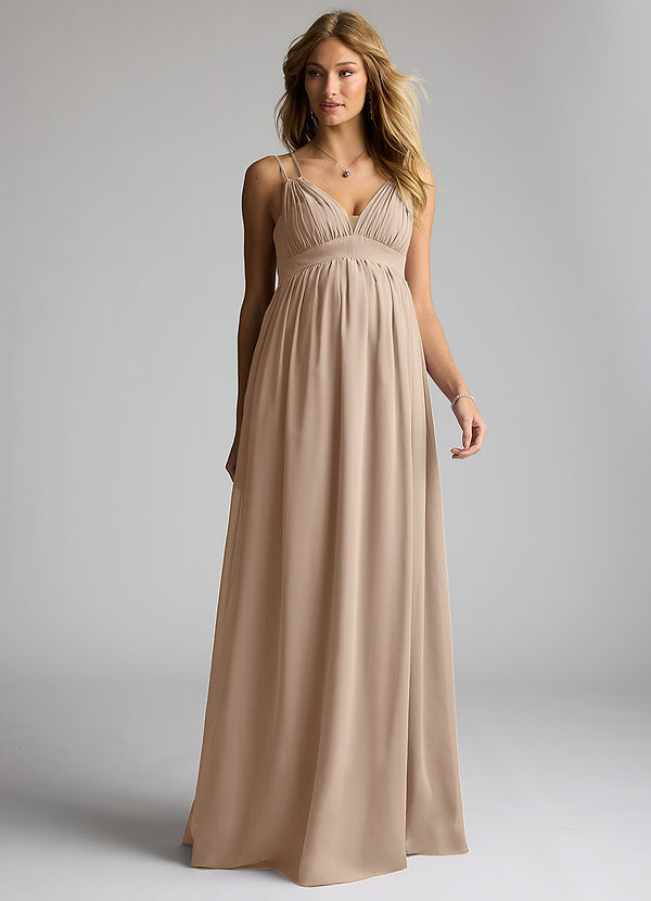 Azazie Emree Maternity Bridesmaid Dresses A-Line Chiffon Floor-Length Dress image1