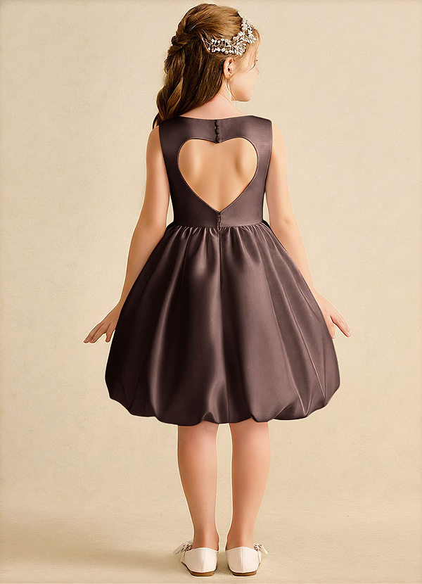 Azazie Nirvana Robes de Fillette d'Honneur Robe Princesse en Mat Satiné Rayé Ganache image1