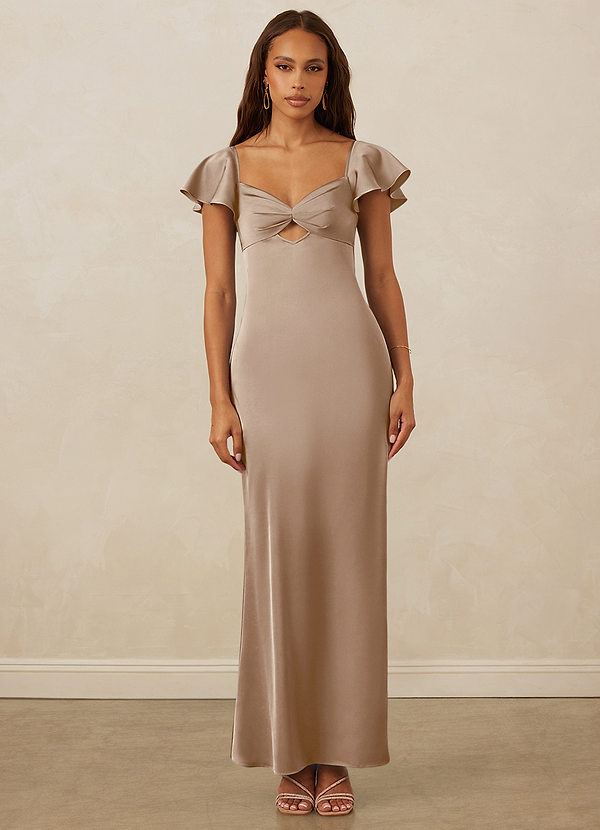 Christian Siriano Bridal for Azazie 1005 Robes Demoiselle d'honneur Robe Fourreau En Satin Extensible À Manches Flottantes image1
