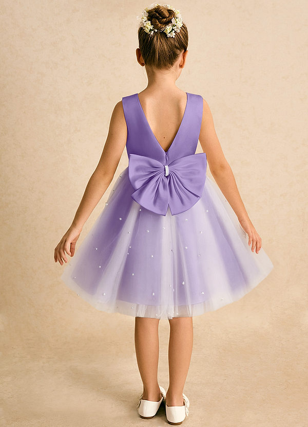 Azazie Esme Abiti da Ragazza di Fiori Abito Principessa in Tulle Fiocco Tahiti image1