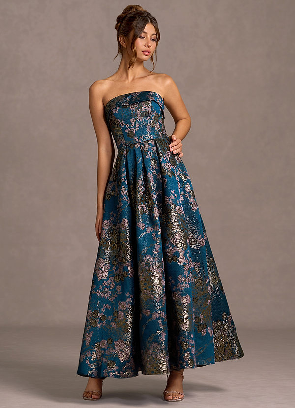 Xamira Teal Floral Maxi Dress image1