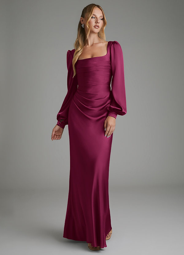 Azazie Brianna Brautjungfernkleider Meerjungfrau-Linie Korsett Stretch-Satin Kleid Rote Pflaume image1
