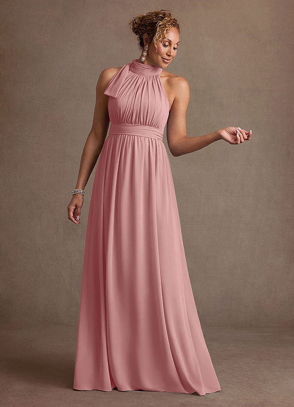 Azazie Antoinette Mother of the Brides Dresses Dusty Rose A-Line Pleated Chiffon Dress image1