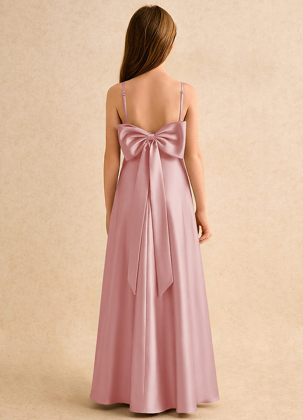 Azazie Joella Girls Formal Sukienki dla dziewczynek sypiących kwiaty Linia A Pofałdowany Satyna elastyczna Długość podłogi Sukienka image1