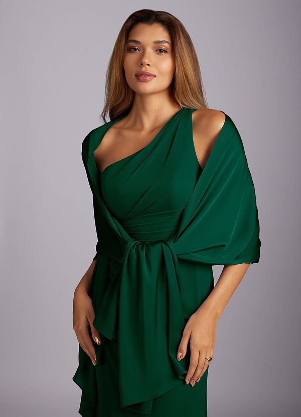 front Azazie Matching Color Aleena Stretch Satin Shawl