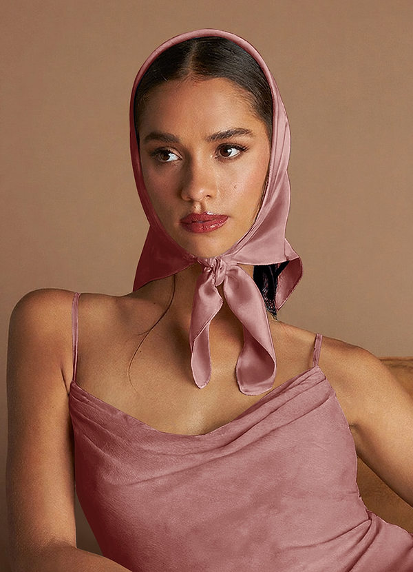 front Matching Color Stretch Satin Scarf