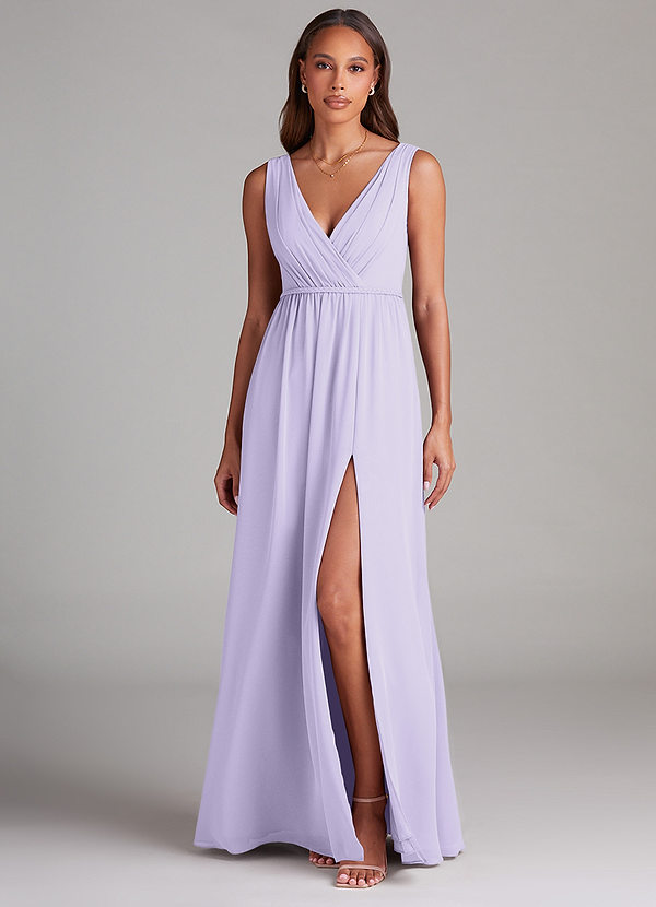 Azazie Tanicia Bridesmaid Dresses Lilac A-Line Pleated Chiffon Dress image1
