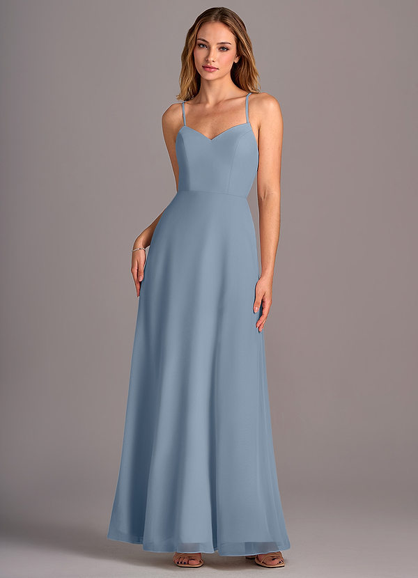 Azazie Mei Abiti da Damigella Abito A-Line in Chiffon Blu Polveroso image1
