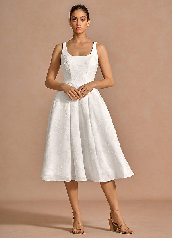 Adelie White A-line Midi Dress image1