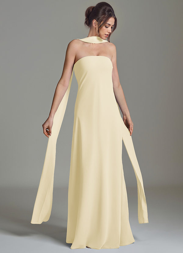 Azazie Ilana Bridesmaid Dresses Lemon Sorbet A-Line Strapless Chiffon Dress image1
