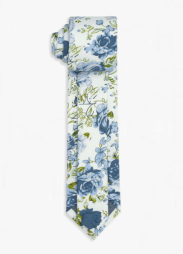 back Blue Rose Floral Skinny Tie