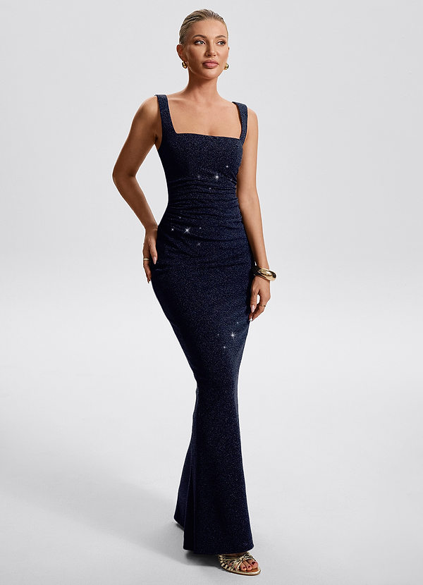 Eira Dark Navy Rhinestones Maxi Dress image1