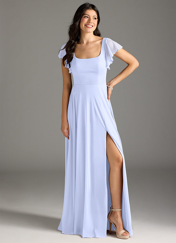 Azazie Bondi Bridesmaid Dresses Lavender A-Line Ruched Mesh Dress image1