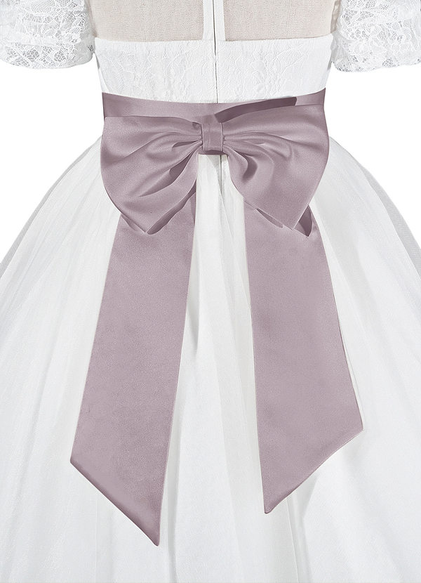 front Matching Color Matte Satin Sash with Back Bow