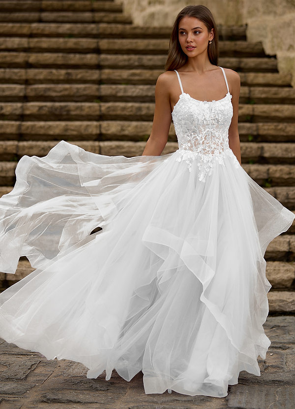 Mosaic White Ruffle Prom Dress image1