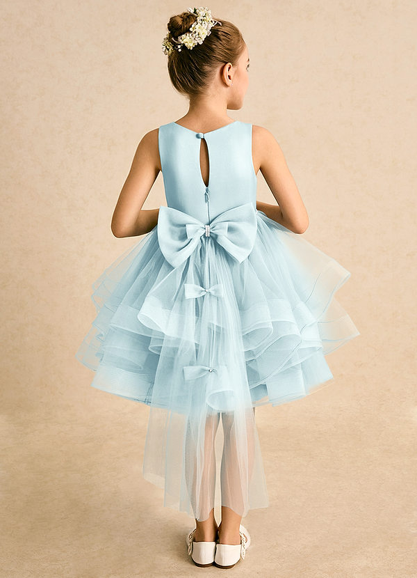 Azazie Tinie Blumenkinder Kleider Ballkleid Schleifen Tüll Kleid Seegrün image1