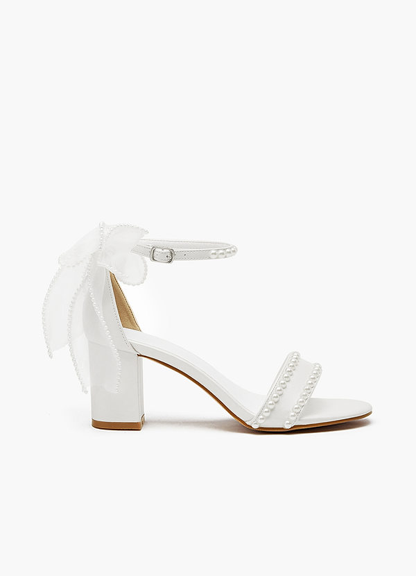 front 미니 펄 & 보우 블록 힐 샌들