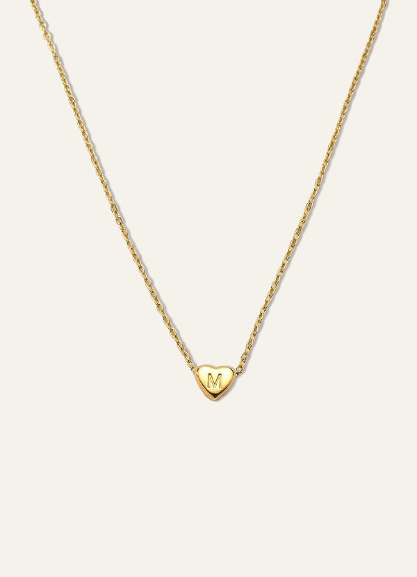 front 18K Gold Plated Heart-Shaped Letter Personalized Necklace