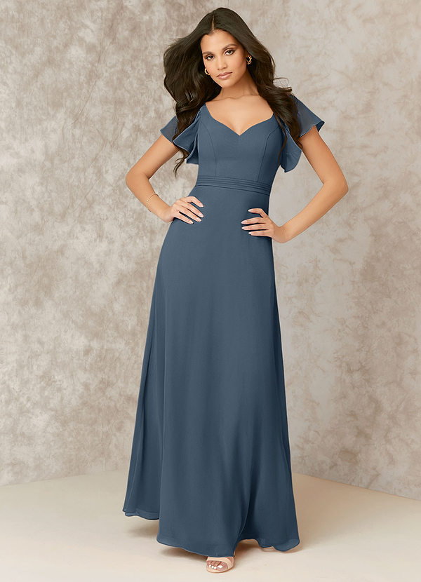 Neptune Flutter Sleeve Chiffon A-Line Dress Bridesmaid Dresses | Azazie