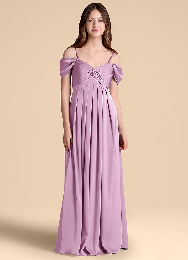 Azazie Kaitlynn Junior Jurk van Stretch Satijn met A-Lijn Off the Shoulder Blauweregen image1