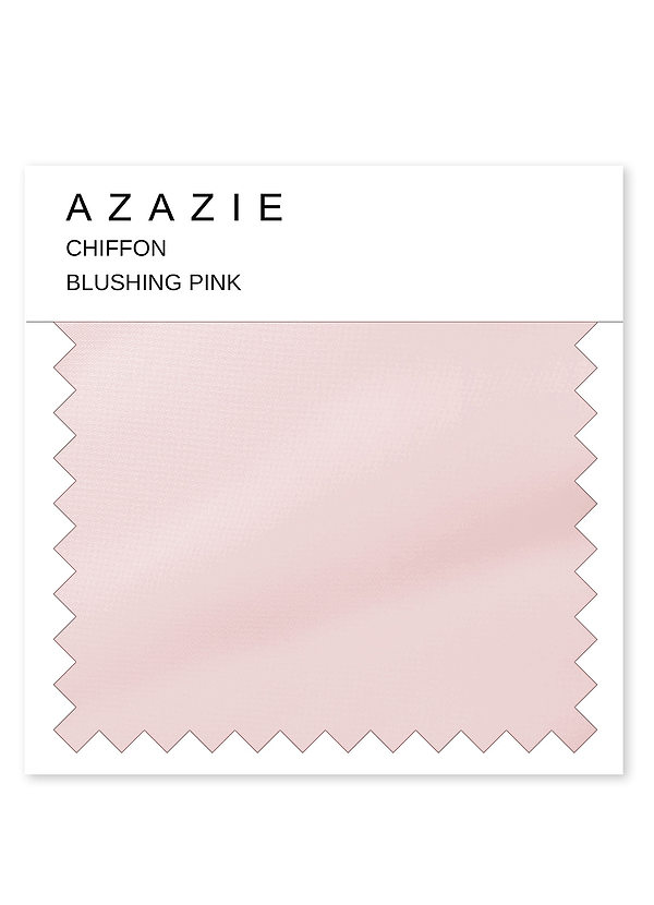 front Azazie Blozend Roze chiffon staal