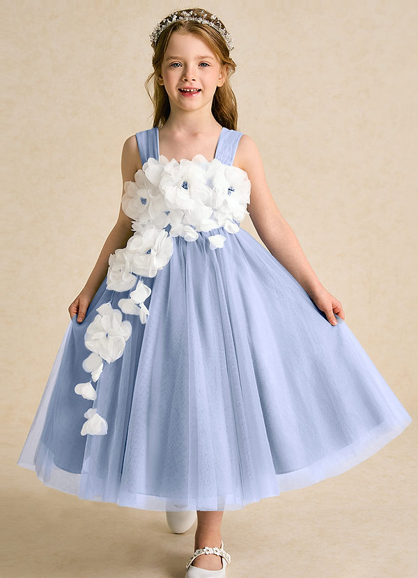 Azazie Dovey Robes de Fillette d'Honneur Robe Princesse en Tulle Arc Eis image1