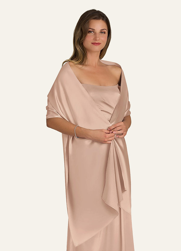 front Azazie Matching Color Metallic Satin Shawl