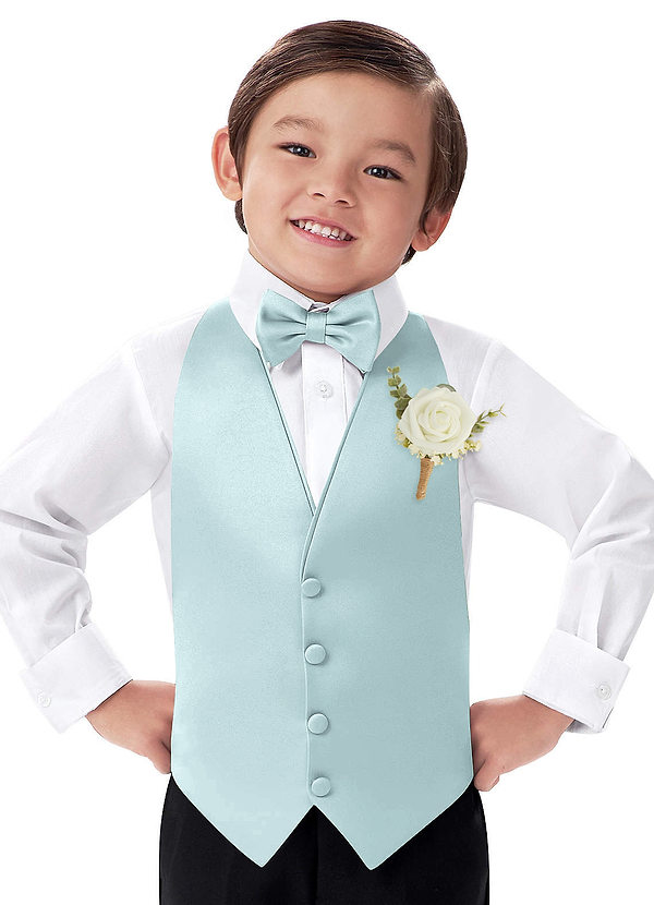 front Boy's Matte Satin Vest & Bow Tie & Boutonniere Set
