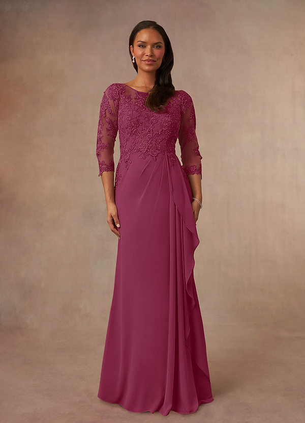 Azazie Calanthe Mother of the Brides Dresses Mulberry A-Line Scoop Chiffon Dress image1