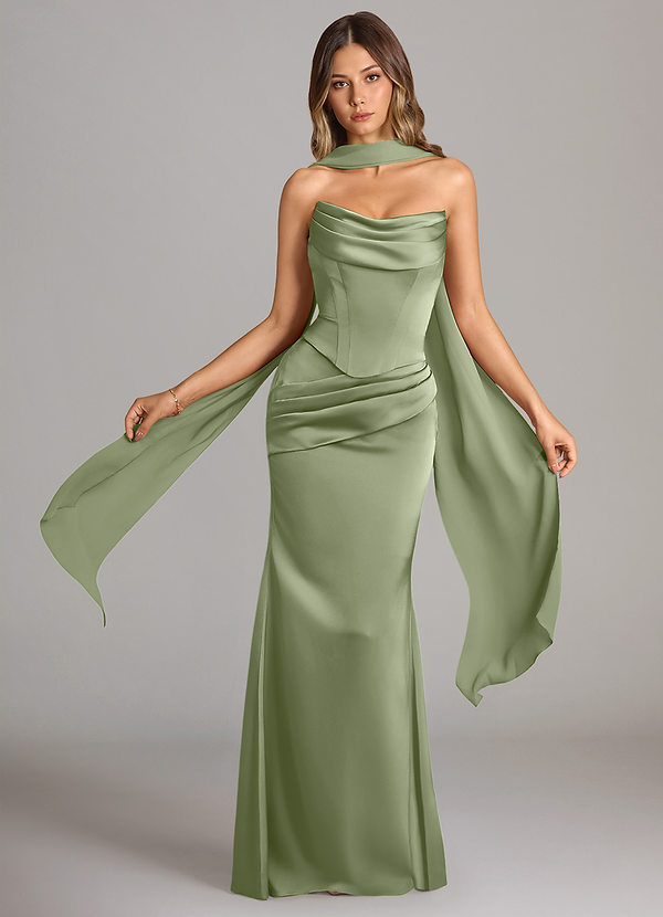 Azazie Sorrel Bridesmaid Dresses Pistachio Mermaid Strapless Stretch Satin Convertible Dress image1