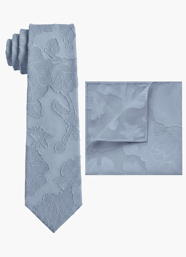 front Floral Burnout Wide Tie and Pocket Square Set