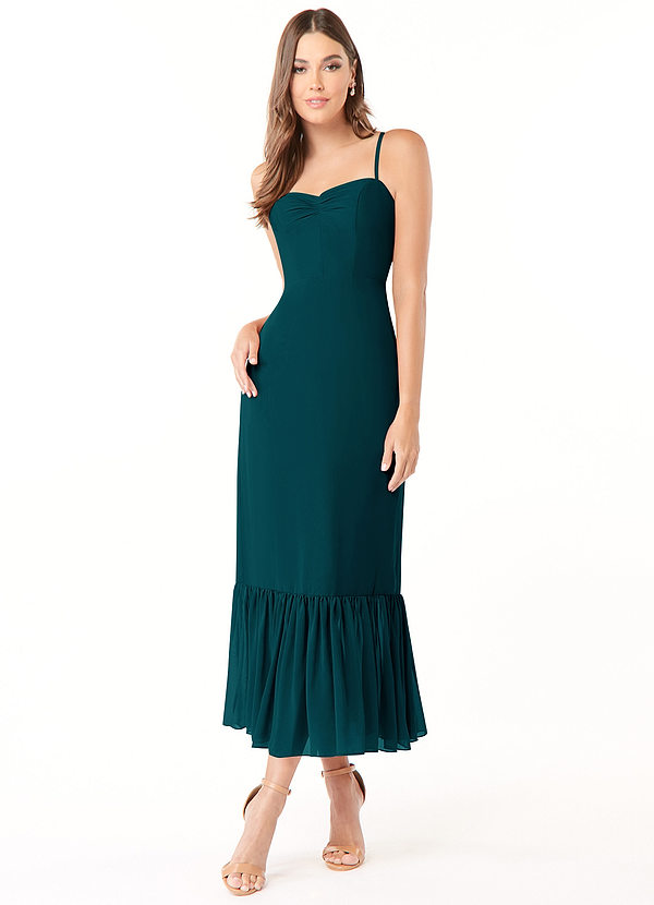 Azazie Justina Vestidos Dama de Honor Vestido de Pino de Gasa de Corte en A con Escote de Corazón image1