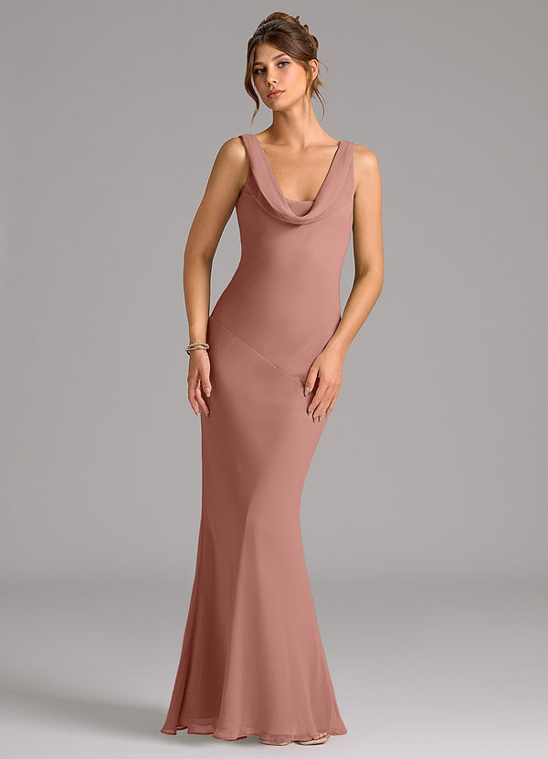 Azazie Rylina Bridesmaid Dresses Cedar Rose Mermaid Pleated Chiffon Dress image1