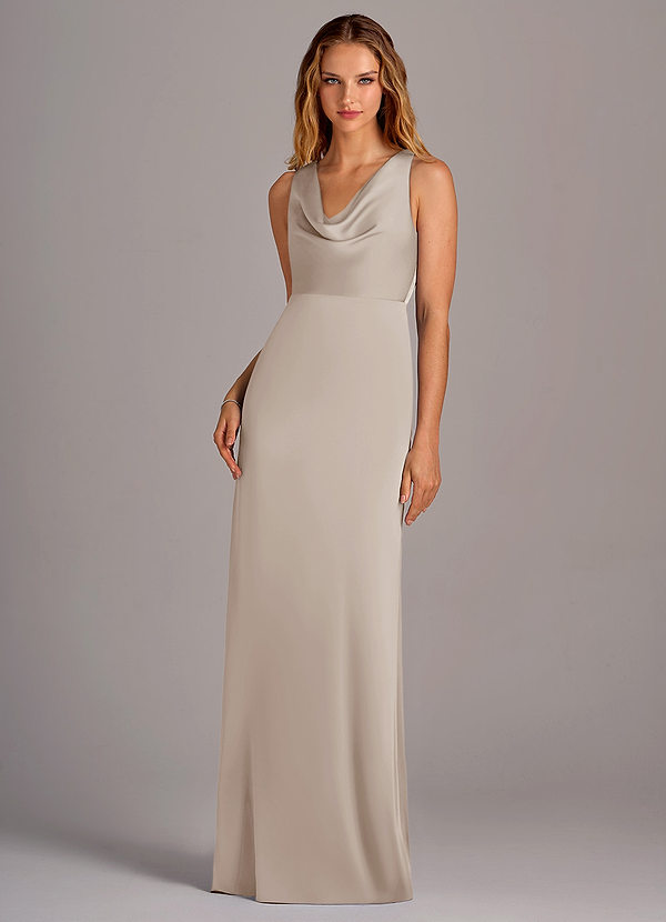Azazie Wrenlee Bridesmaid Dresses Frost A-Line Stretch Satin Dress image1