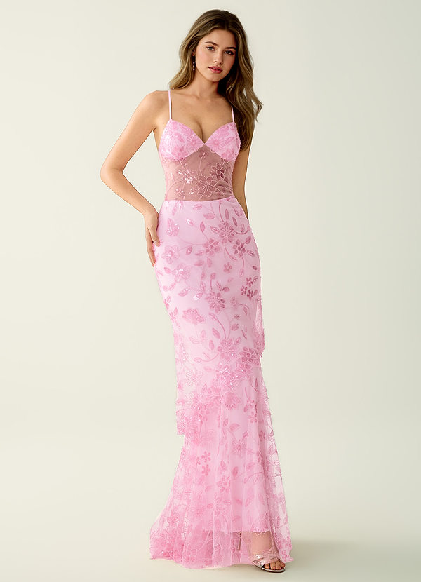 Fayerosa Pink Beading Sequin Embroidery Prom Dress image1