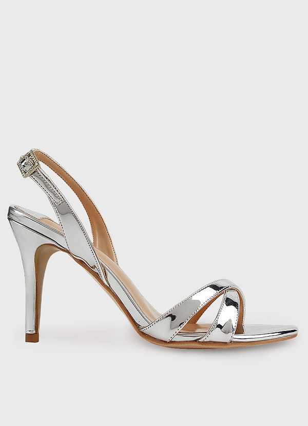 front Sandales à talons bride arrière métallisées argentées