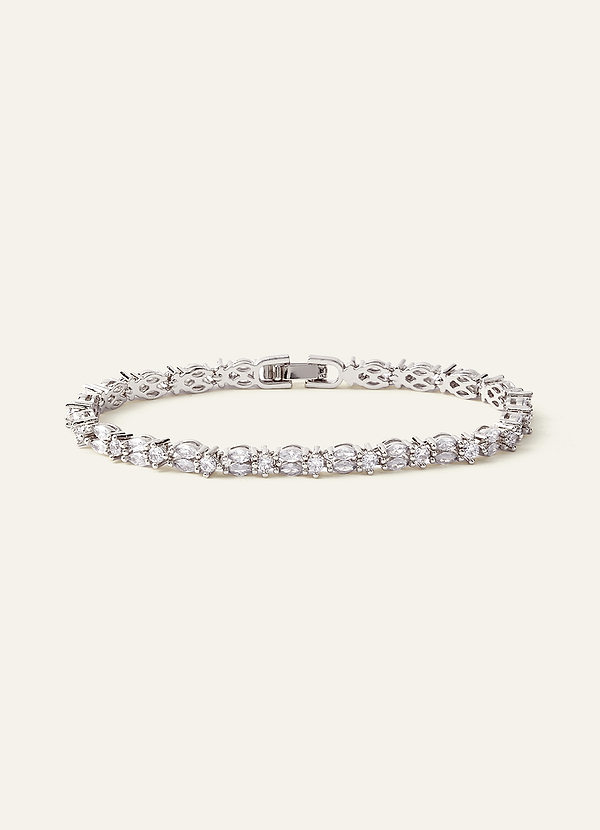 front Double Row Marquise CZ Tennis Bracelet