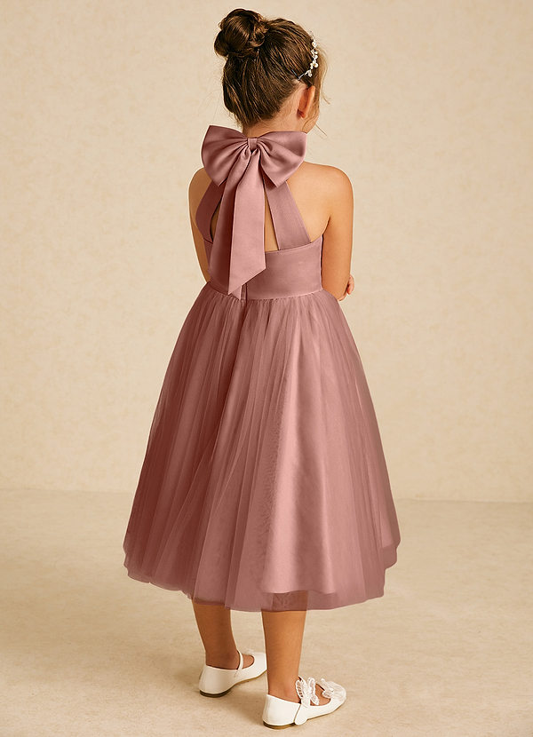 Azazie Dora Flower Girl Dresses Cedar Rose A-Line Bow Tulle Dress image1