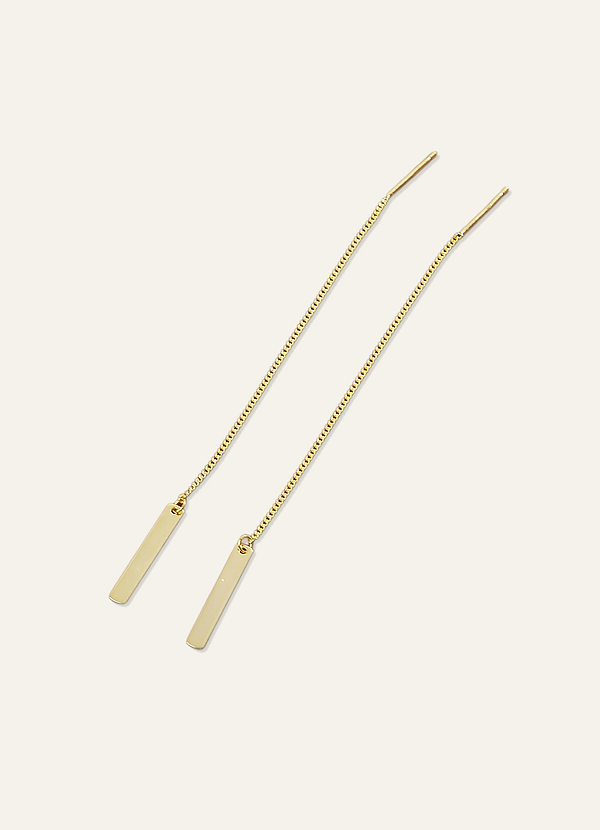 front Pendientes de cadena con brillo dorado