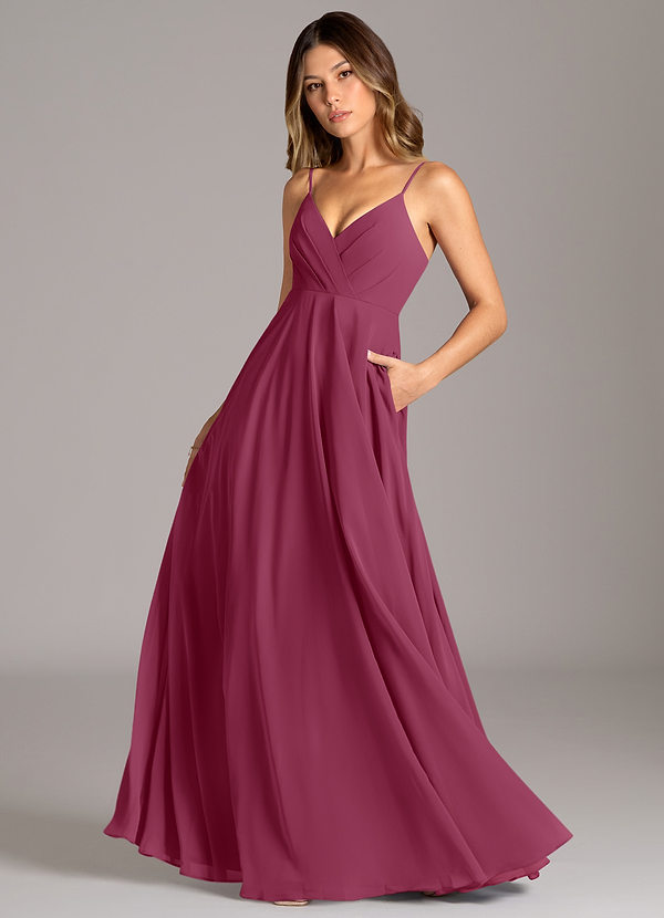 Azazie Amani Bridesmaid Dresses Mulberry A-Line Pleated Chiffon Dress image1
