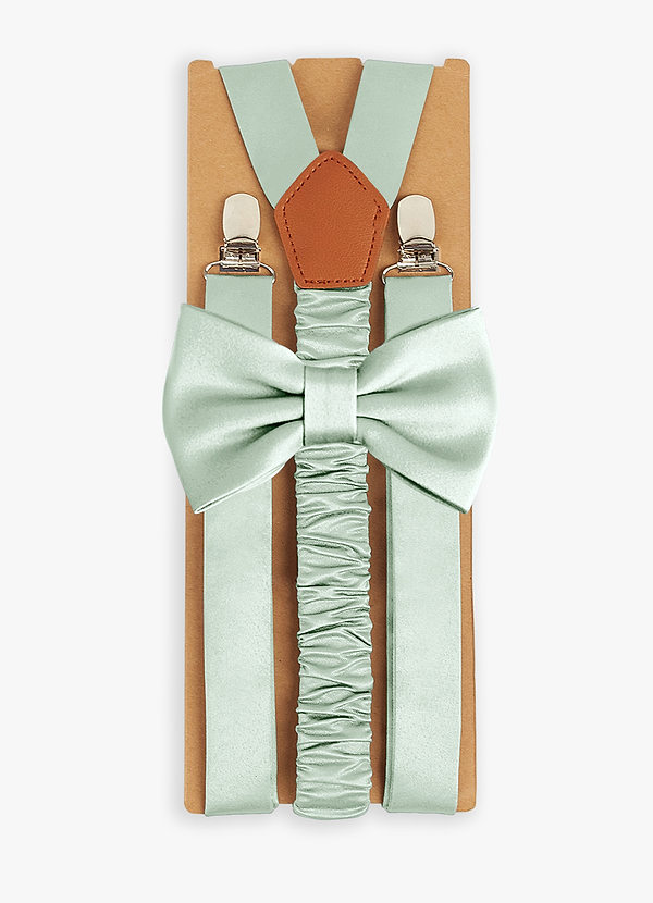 front Matching Matte Satin Bow Tie & Suspenders Set