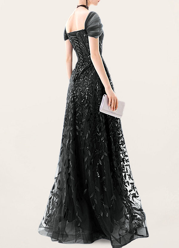 back Sparkly Darling Black Sequin Maxi Dress