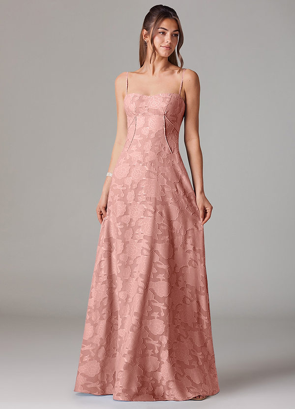Azazie Valentine Bridesmaid Dresses Rosette A-Line Sweetheart Neckline Floral Burnout Dress image1