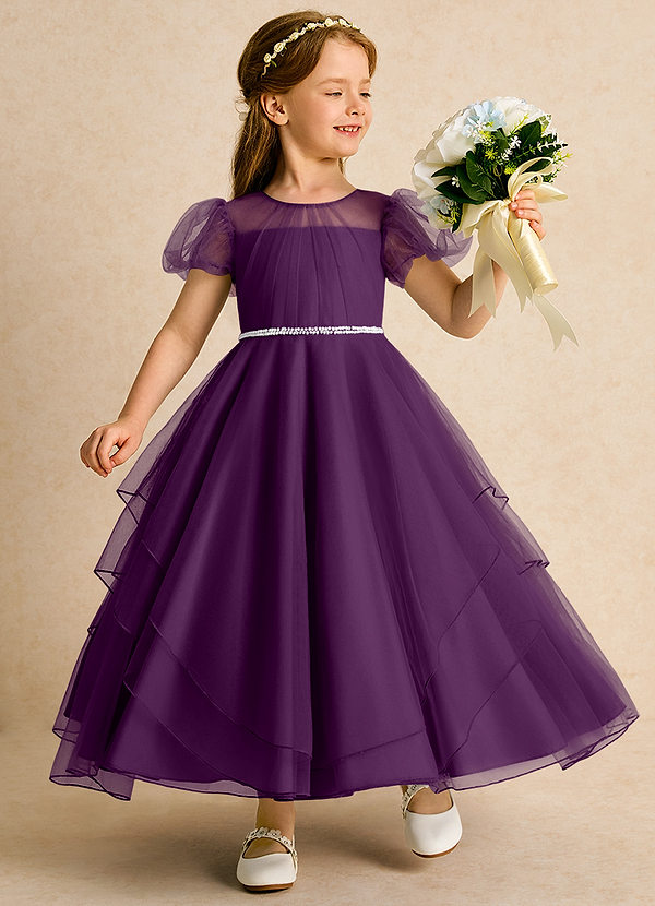 Azazie Duckie Abiti da Ragazza di Fiori Abito Principessa in Tulle Plissettato Uva image1
