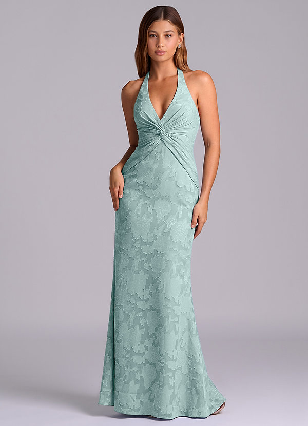 Azazie Valerie Brudepigekjoler Havfrue Plisseret Blomsterudbrændthed Gulv-længde Kjole image1