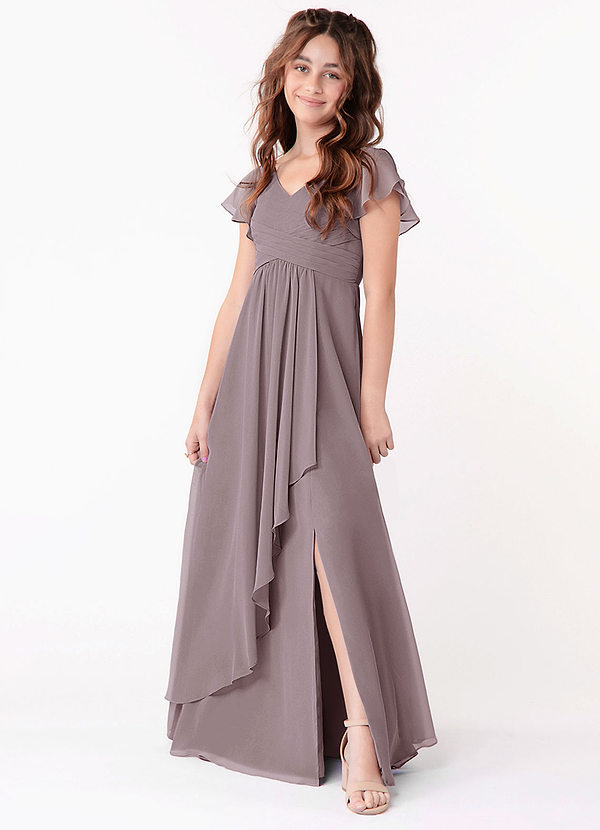 Azazie Omari Junior Dusk A-Line Ruched Chiffon Dress image1