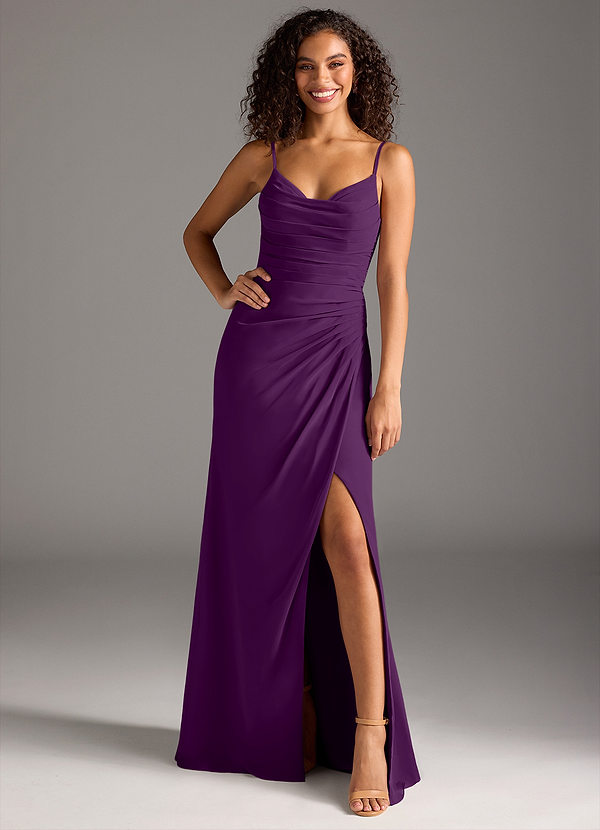 Azazie Deandra Suknie dla druhen Syrena Pofałdowany Szyfon Do ziemi Sukienka image1