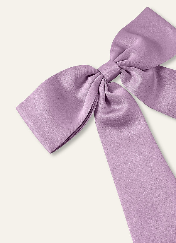 front Matching Color Satin Bow Hair Clip Set 2Pc