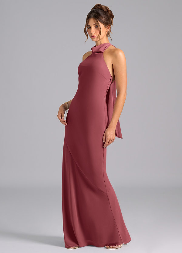 Azazie Velli Bridesmaid Dresses Merlot Mermaid Bow Chiffon Dress image1